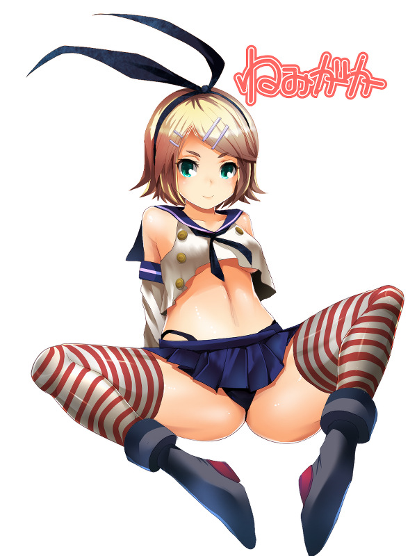 kagamine rin and shimakaze (kantai collection and 1 more) drawn by sigetch