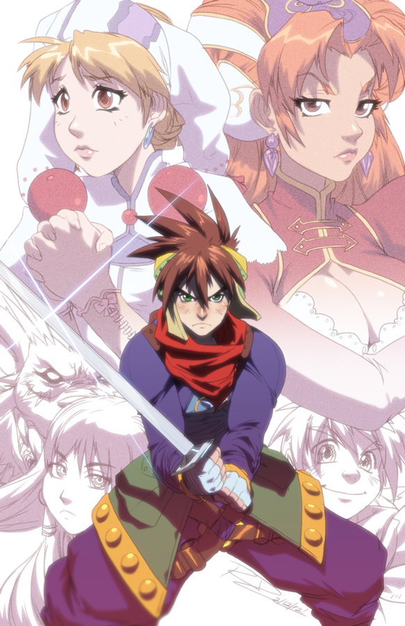 millenia, elena, ryudo, tio, roan, and 1 more (grandia and 1 more) drawn by robaato