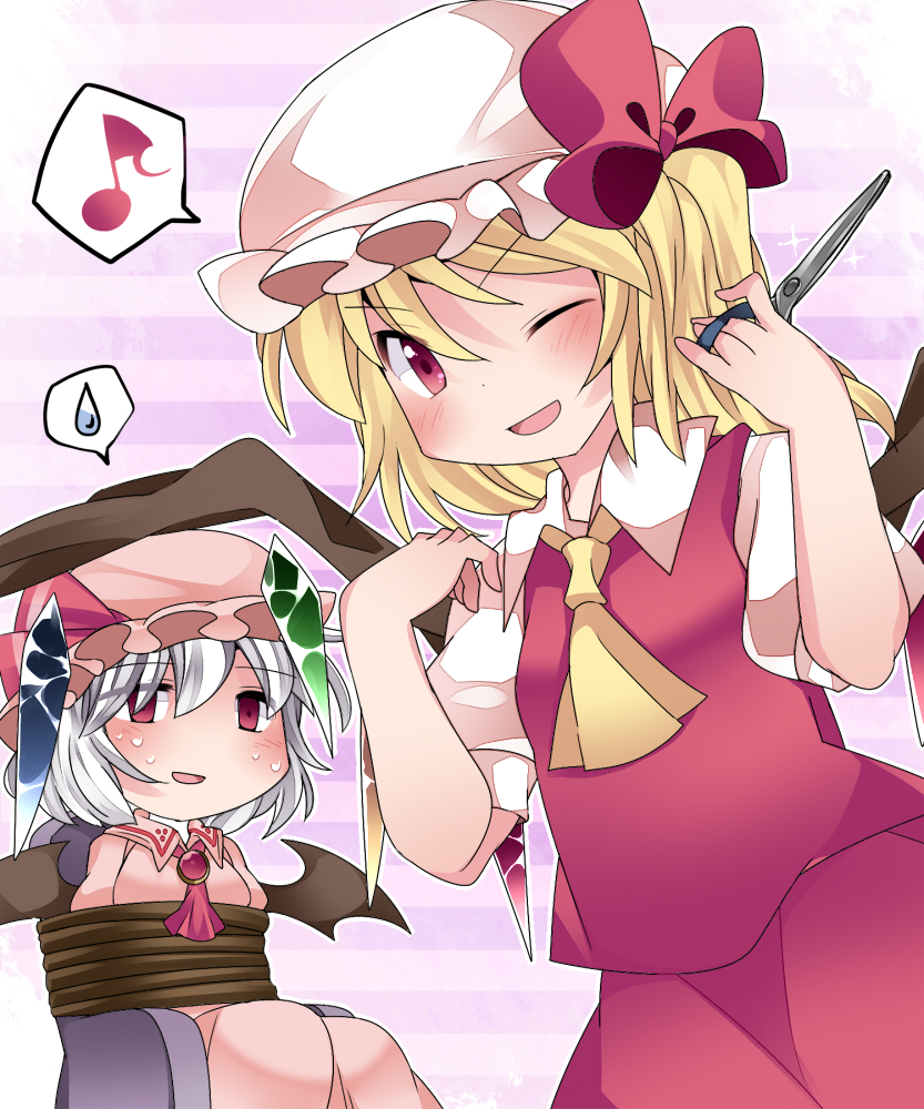 remilia scarlet and flandre scarlet (touhou) drawn by hammer_(sunset_beach)