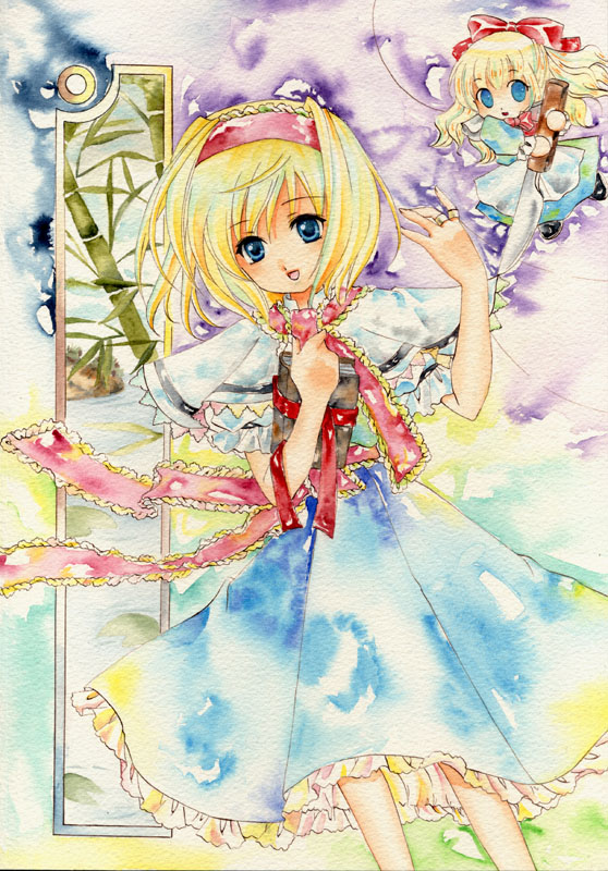 alice margatroid and shanghai doll (touhou) drawn by chinako