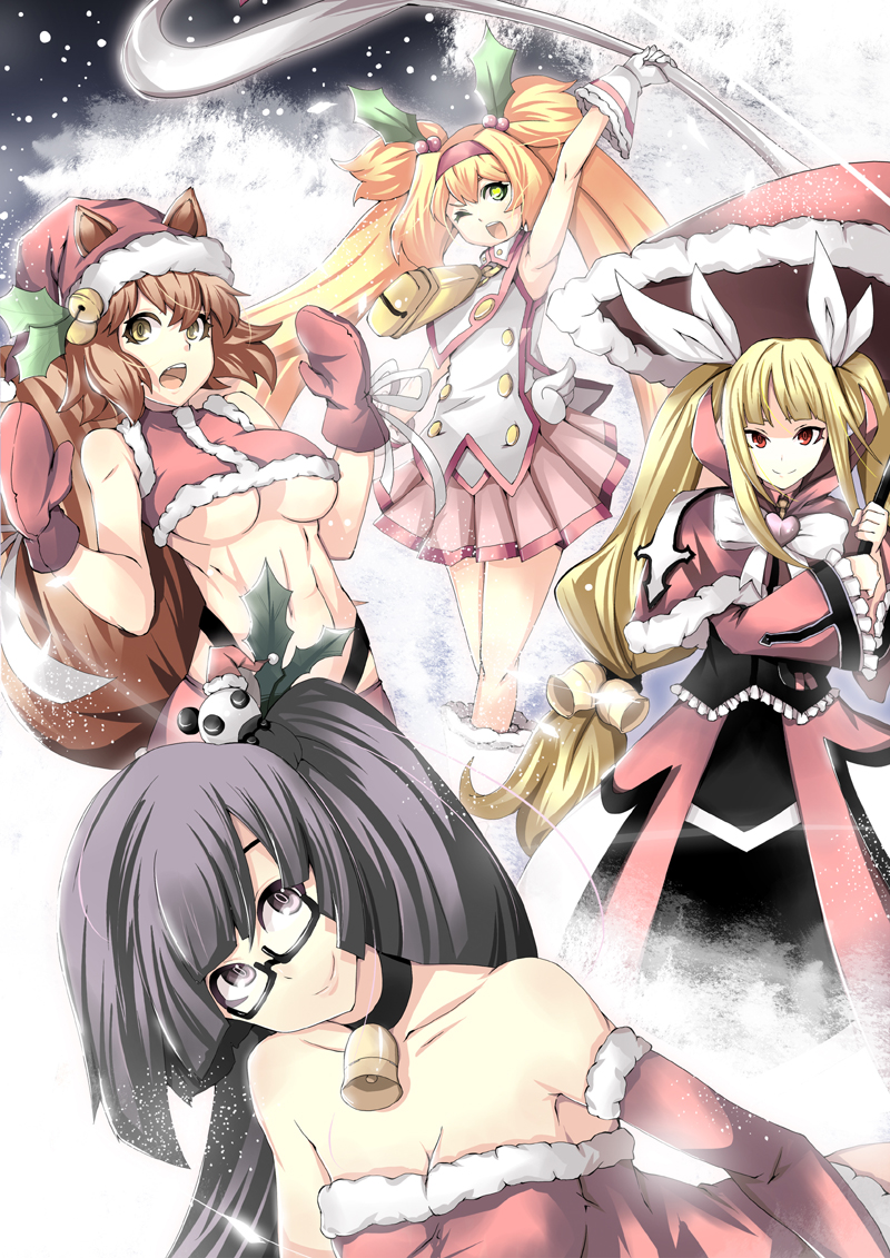 makoto nanaya, rachel alucard, platinum the trinity, litchi faye ling, and lao jiu (blazblue) drawn by pm_ringo