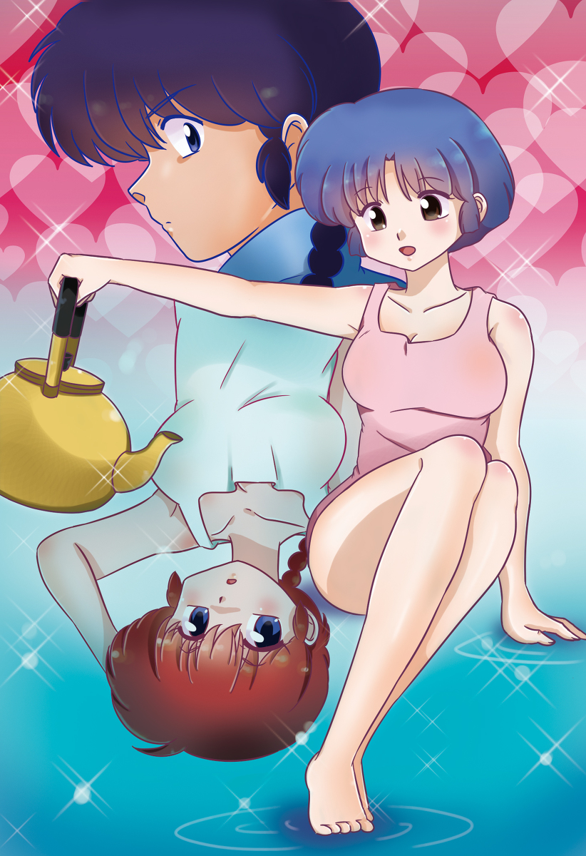 ranma-chan, tendou akane, and saotome ranma (ranma 1/2) drawn by rio_(mintboo)