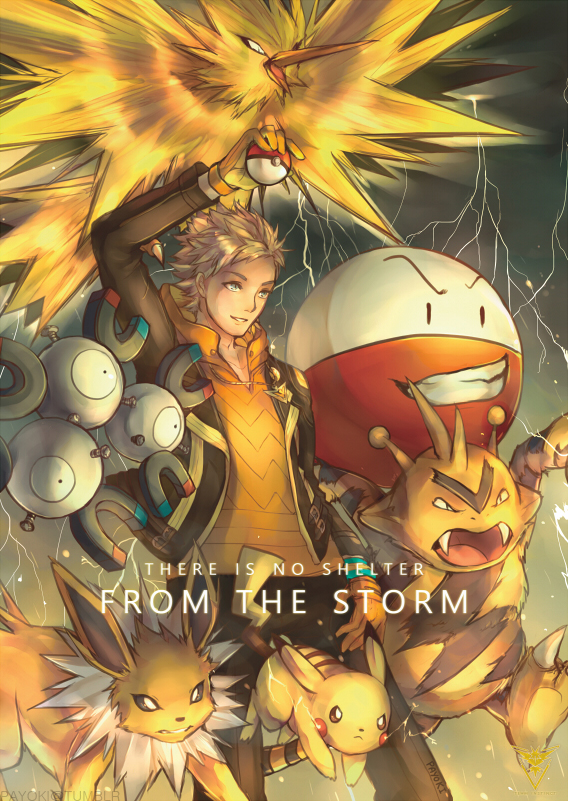pikachu, jolteon, zapdos, electrode, magneton, and 2 more (pokemon and 1 more) drawn by payoki