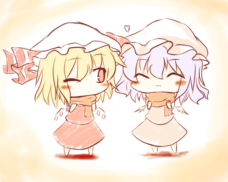 remilia scarlet and flandre scarlet (touhou) drawn by gaius_(nikoniko2)