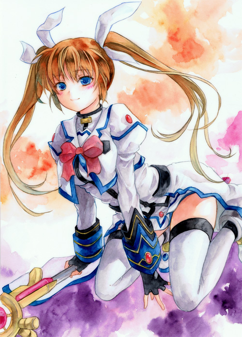 takamachi nanoha and raising heart (lyrical nanoha and 1 more) drawn by ne-on