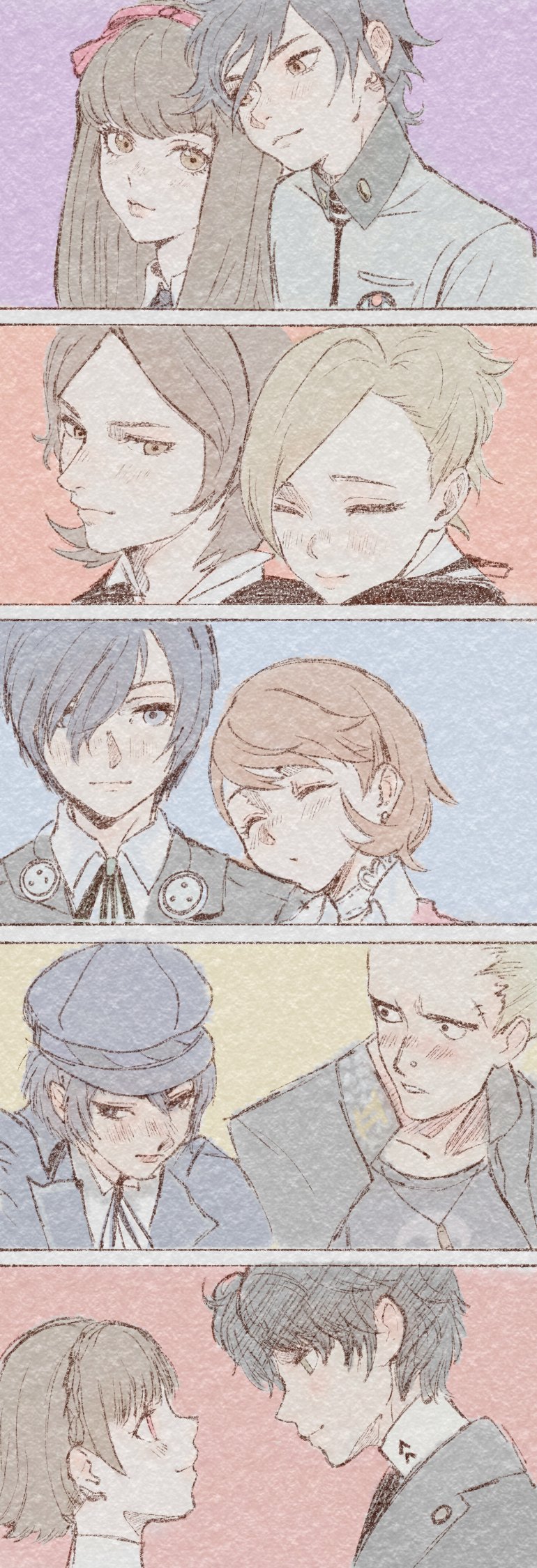 yuuki makoto, amamiya ren, shirogane naoto, takeba yukari, niijima makoto, and 5 more (persona and 5 more) drawn by rindroguis
