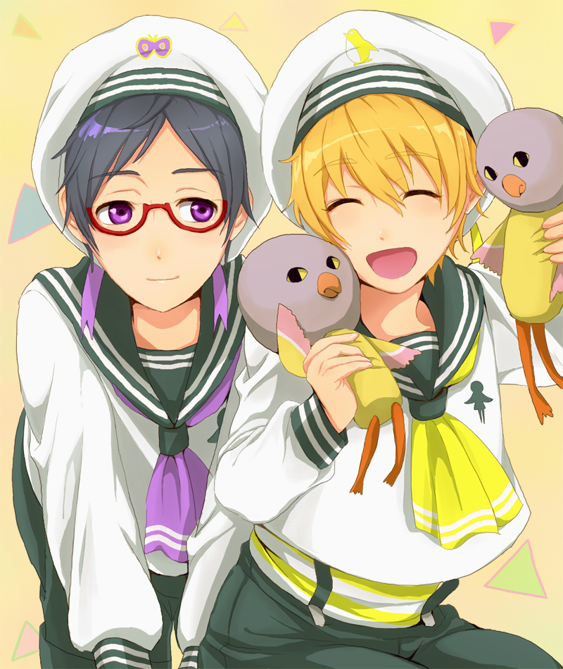 hazuki nagisa, ryuugazaki rei, and iwatobi-chan (free!) drawn by tomo_(2083784)