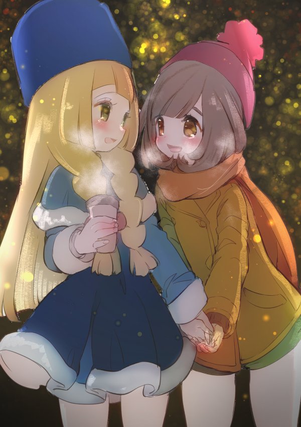 lillie and selene (pokemon and 1 more) drawn by chorimokki