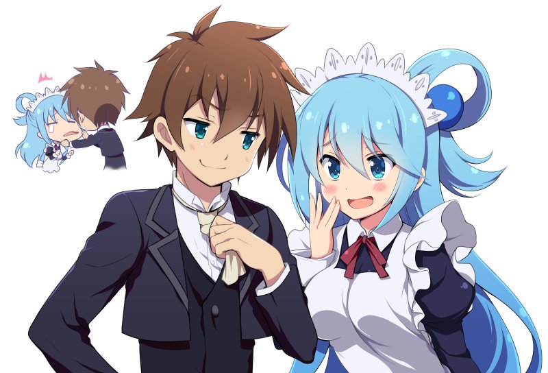 aqua and satou kazuma (kono subarashii sekai ni shukufuku wo!) drawn by odawara_hakone