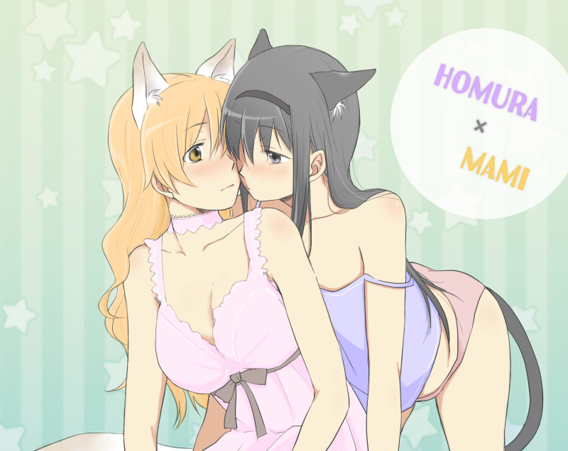 akemi homura and tomoe mami (mahou shoujo madoka magica) drawn by yuuhi_(arcadia)