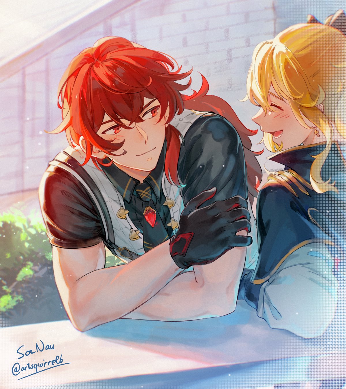 jean and diluc (genshin impact) drawn by soc_nau | Danbooru