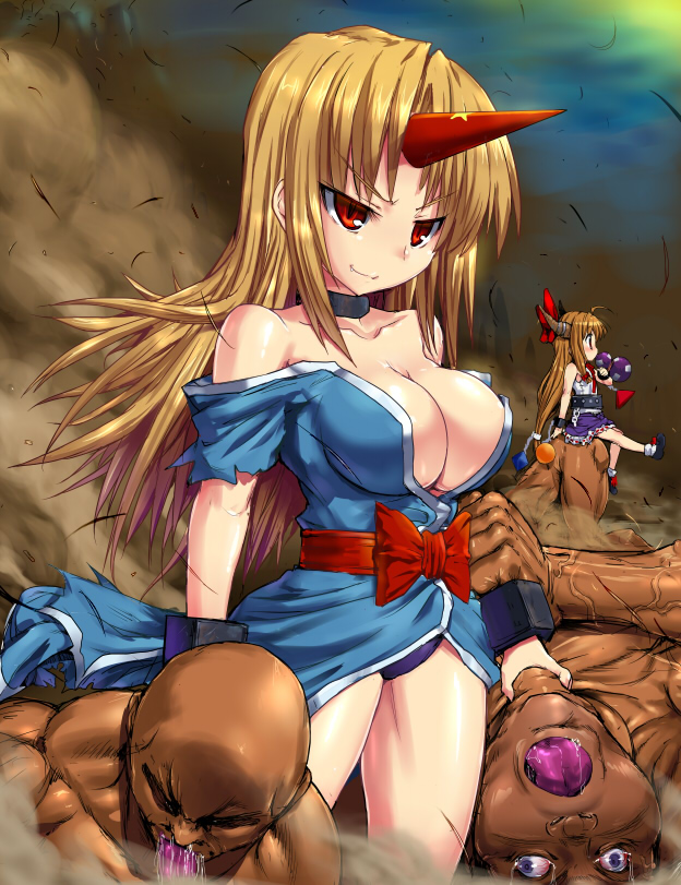 ibuki suika and hoshiguma yuugi (touhou) drawn by shigeryun