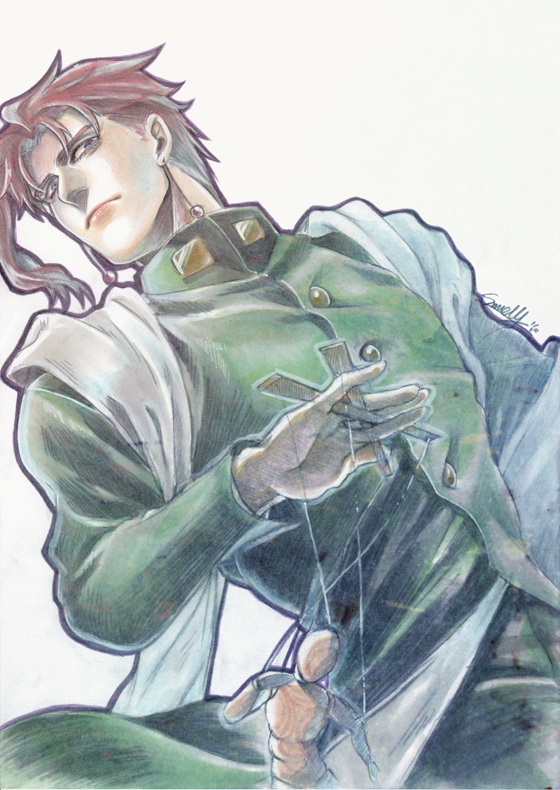 kakyoin noriaki (jojo no kimyou na bouken and 1 more) drawn by sumerii_(radioactiiiive)