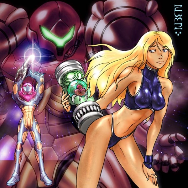 samus aran, metroid, metroid larva, and sa-x (metroid and 2 more) drawn by ruben_de_vela
