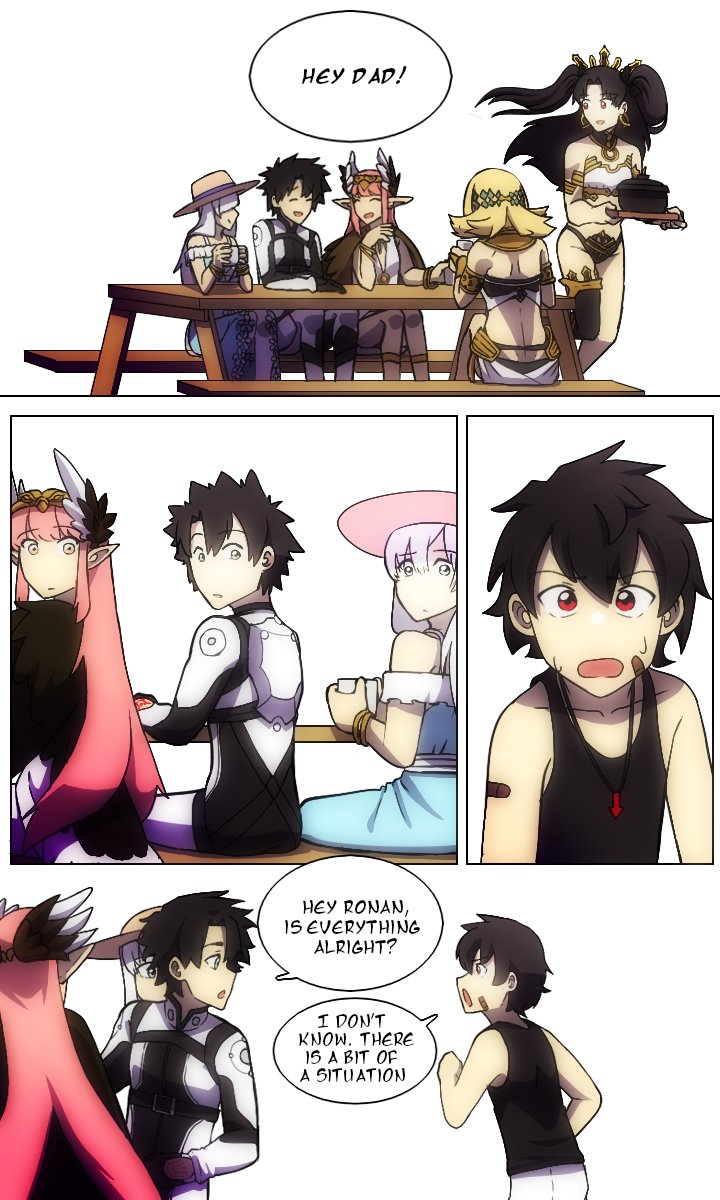 fujimaru ritsuka, ishtar, anastasia, circe, pollux, and 1 more (fate and 1 more) drawn by lazyartlazy12