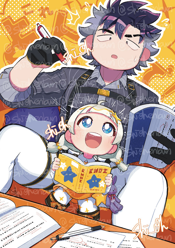 kizuna akari and aoyama ryuusei (voiceroid and 2 more) drawn by shi_oh