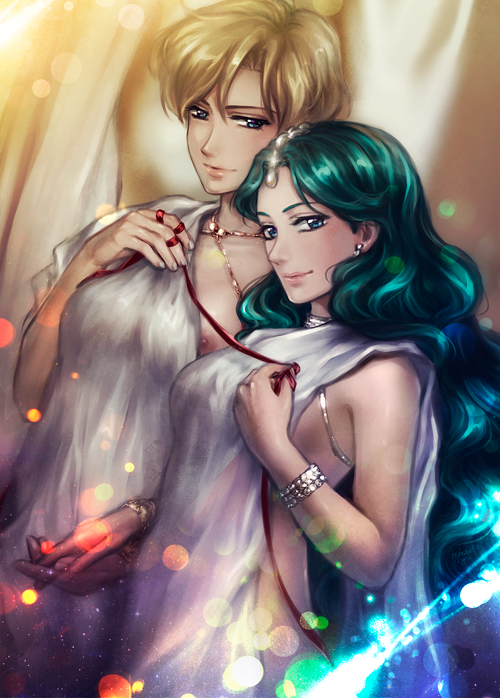 ten'ou haruka and kaiou michiru (bishoujo senshi sailor moon) drawn by kay-i