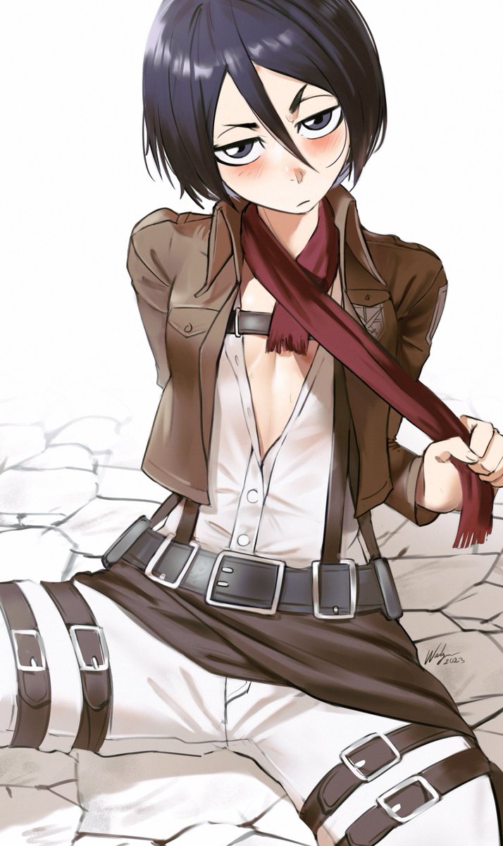 mikasa ackerman and kuchiki rukia (bleach and 1 more) drawn by waligner
