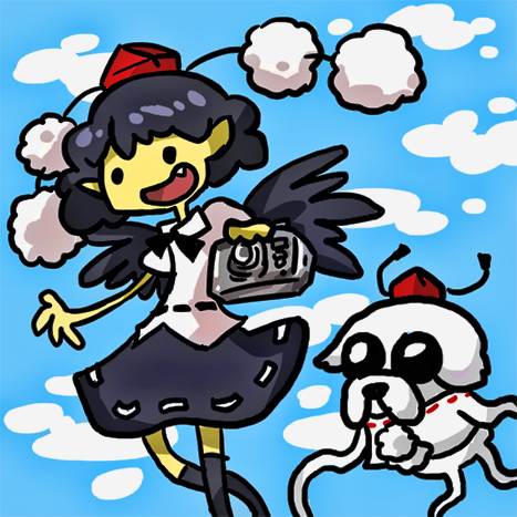 shameimaru aya, inubashiri momiji, finn the human, and jake the dog (touhou and 1 more) drawn by cindysuke