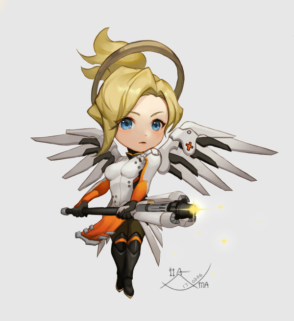 mercy (overwatch and 1 more) drawn by 11ama