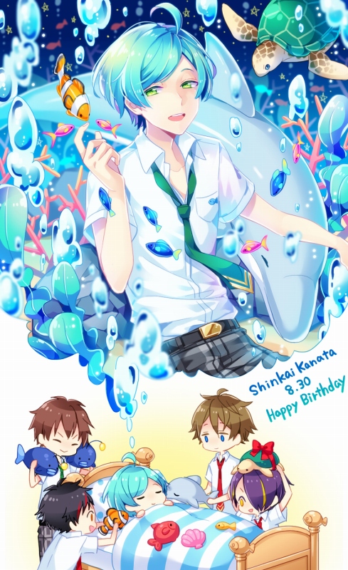 morisawa chiaki, shinkai kanata, sengoku shinobu, takamine midori, and nagumo tetora (ensemble stars!) drawn by kina_(446964)
