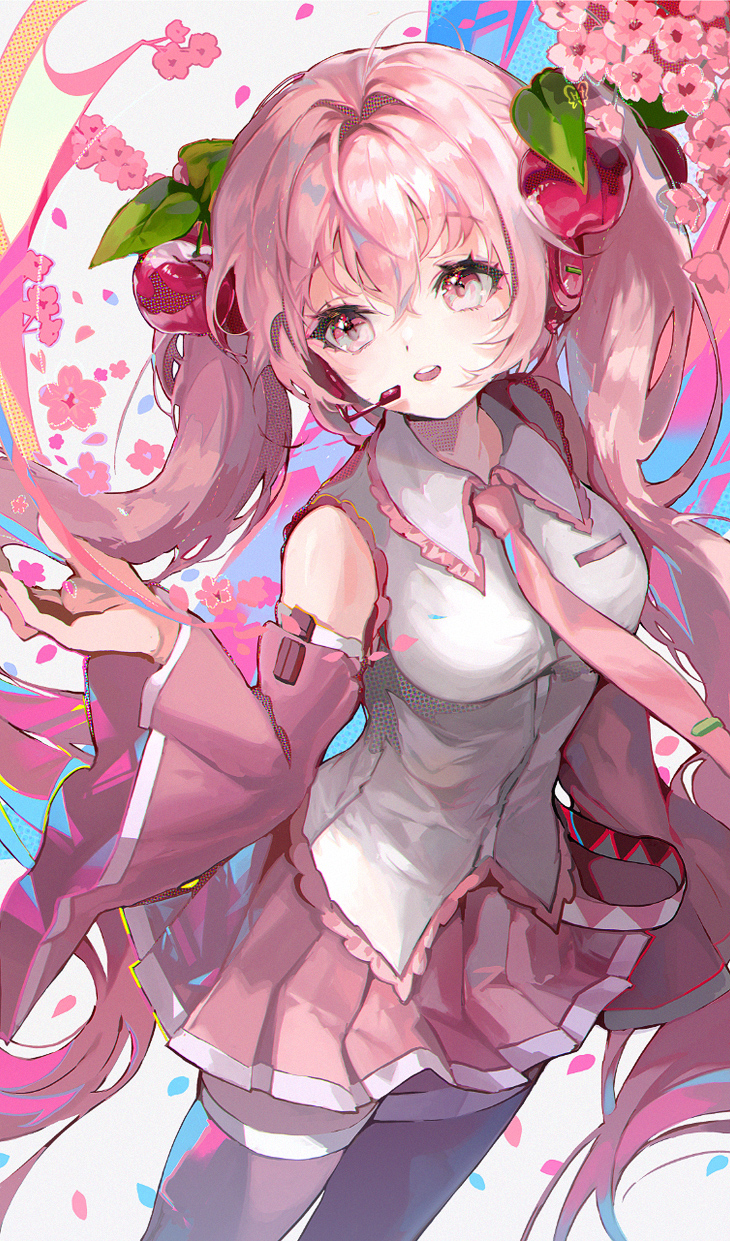 hatsune miku and sakura miku (vocaloid) drawn by hyatsu