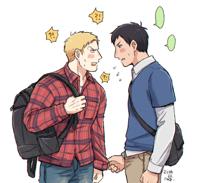 reiner braun and bertolt hoover (shingeki no kyojin) drawn by midooka_(o_k_k)