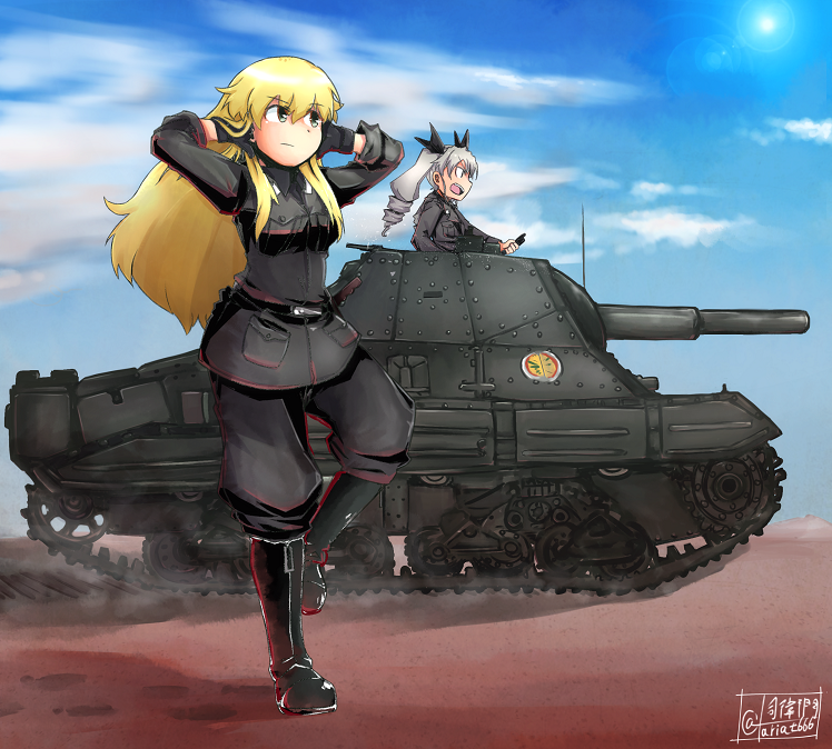 anchovy and carpaccio (girls und panzer) drawn by tsukasa-emon