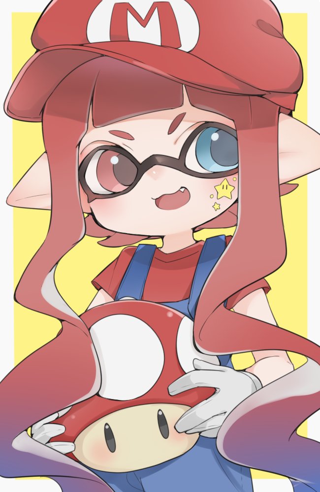 inkling player character, inkling girl, and mario (splatoon and 1 more) drawn by matsushita_(matsudbox)