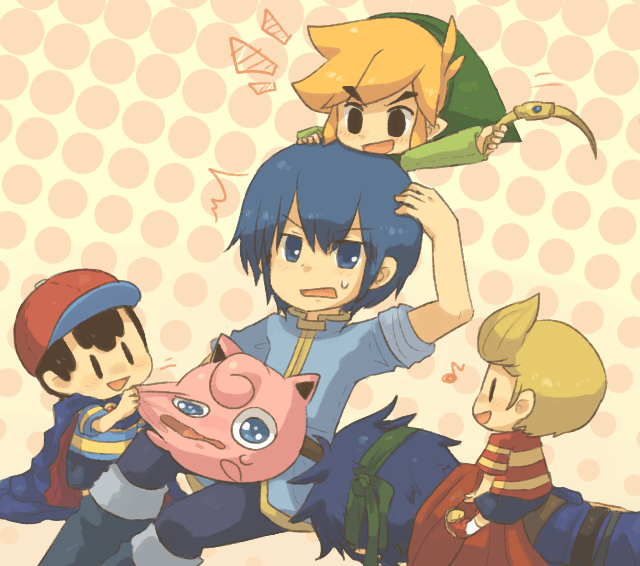 link, ike, jigglypuff, marth, toon link, and 2 more (pokemon and 9 more) drawn by tsutsuji