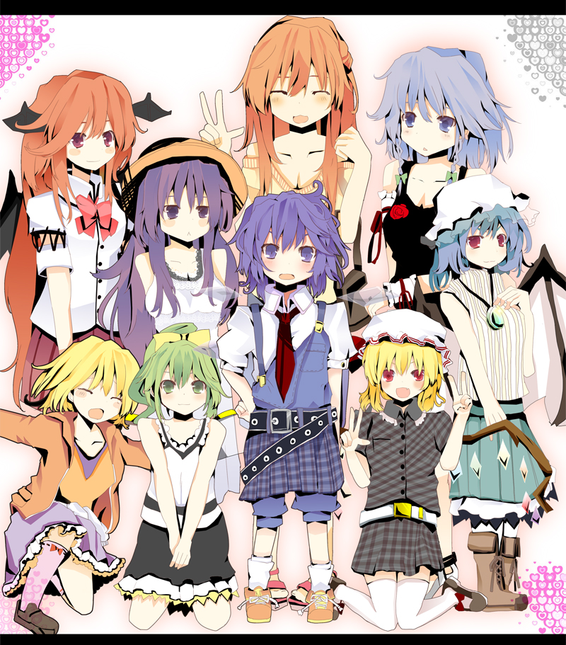 remilia scarlet, flandre scarlet, izayoi sakuya, cirno, patchouli knowledge, and 4 more (touhou and 1 more) drawn by matsushita_yuu