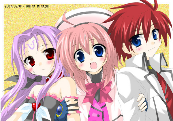 caro ru lushe, erio mondial, lutecia alpine, and kerykeion (lyrical nanoha and 1 more) drawn by minazoi_kuina