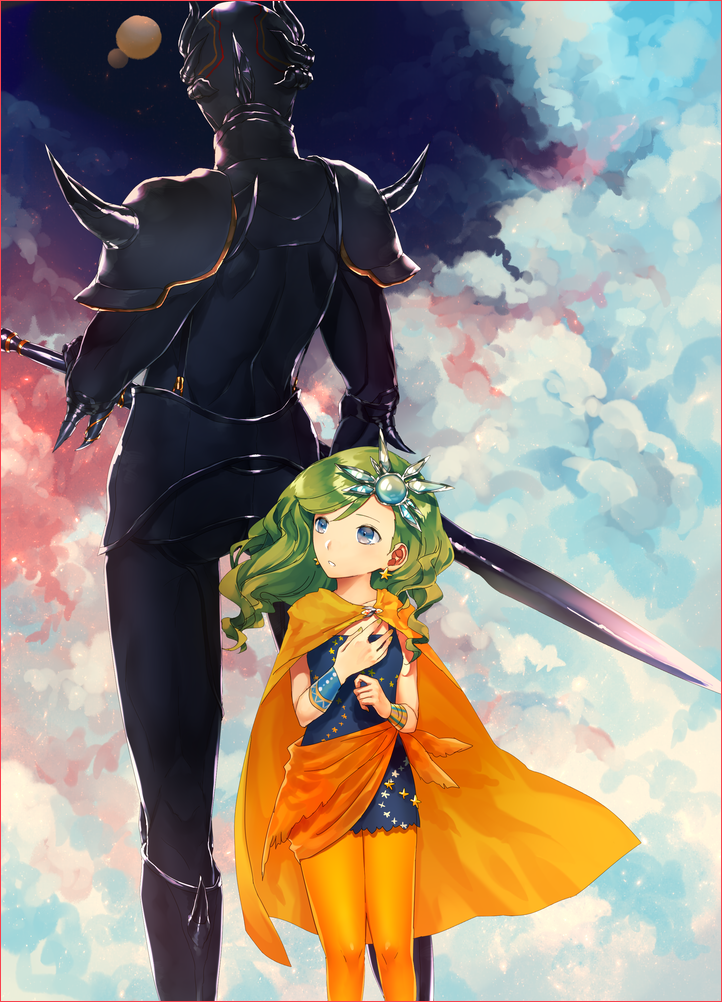 rydia and cecil harvey (final fantasy and 1 more) drawn by aosora_aoi