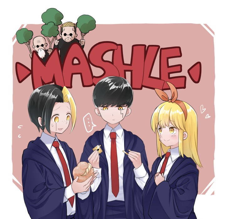 mash burnedead, finn ames, lemon irvine, regro burnedead, and brad coleman (mashle) drawn by ptt