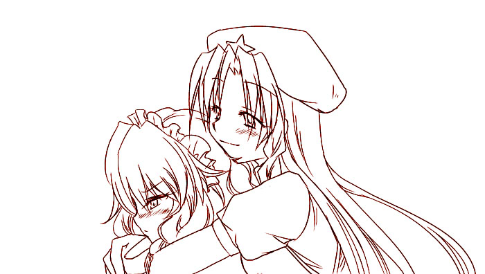 izayoi sakuya and hong meiling (touhou) drawn by sakura_(doors)