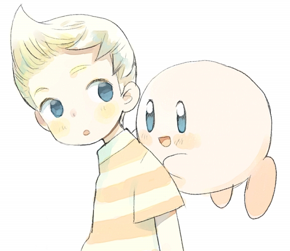 kirby and lucas (kirby and 3 more) drawn by sakana45