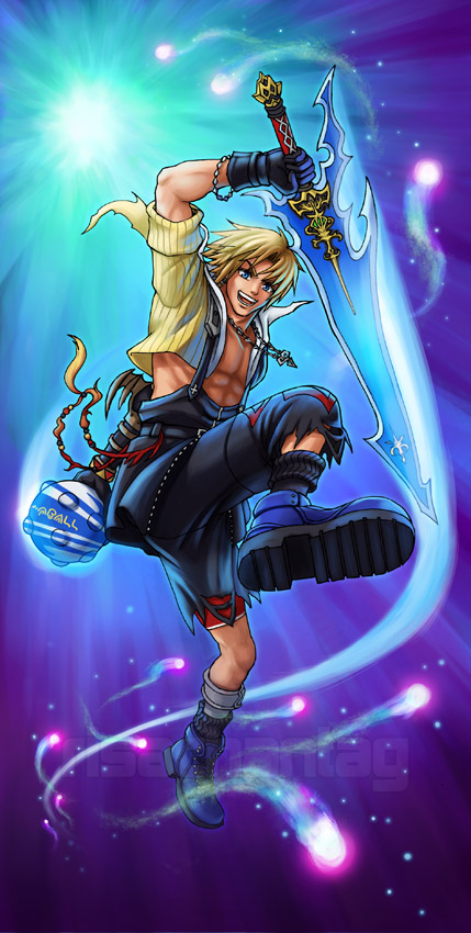 tidus (final fantasy and 1 more) drawn by risachantag