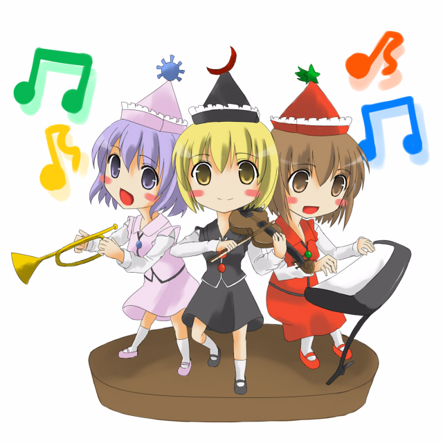 lunasa prismriver, merlin prismriver, and lyrica prismriver (touhou) drawn by yuuki_(ashitahare)