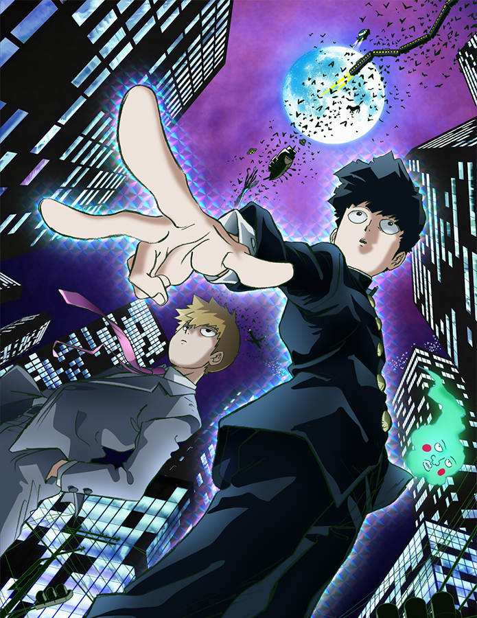 kageyama shigeo, reigen arataka, and ekubo (mob psycho 100)