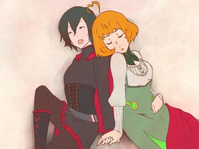 ruby rose and penny polendina (rwby) drawn by rizareku