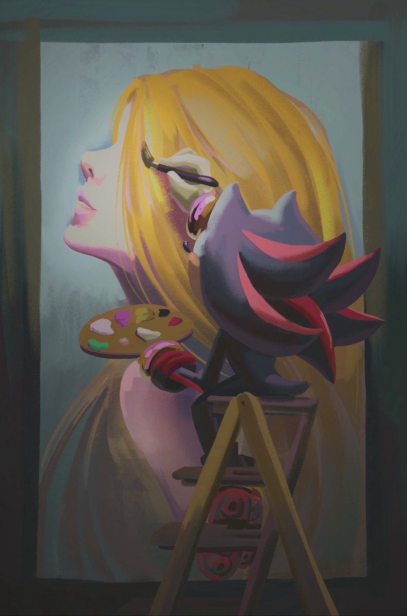 shadow the hedgehog and maria robotnik (sonic) drawn by yangfaa_sonic
