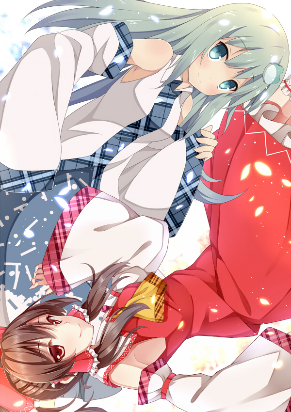 hakurei reimu and kochiya sanae (touhou) drawn by dabadhi and samegami
