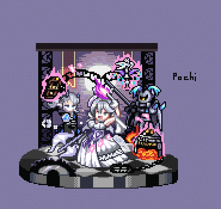 lovely labrynth of the silver castle, arias the labrynth butler, labrynth cooclock, labrynth chandraglier, labrynth archfiend, and 1 more (yu-gi-oh!) drawn by pochi_dot