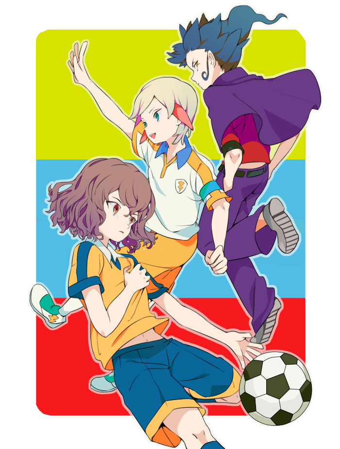 shindou takuto, tsurugi kyousuke, and ichino nanasuke (inazuma eleven and 1 more) drawn by kawwa
