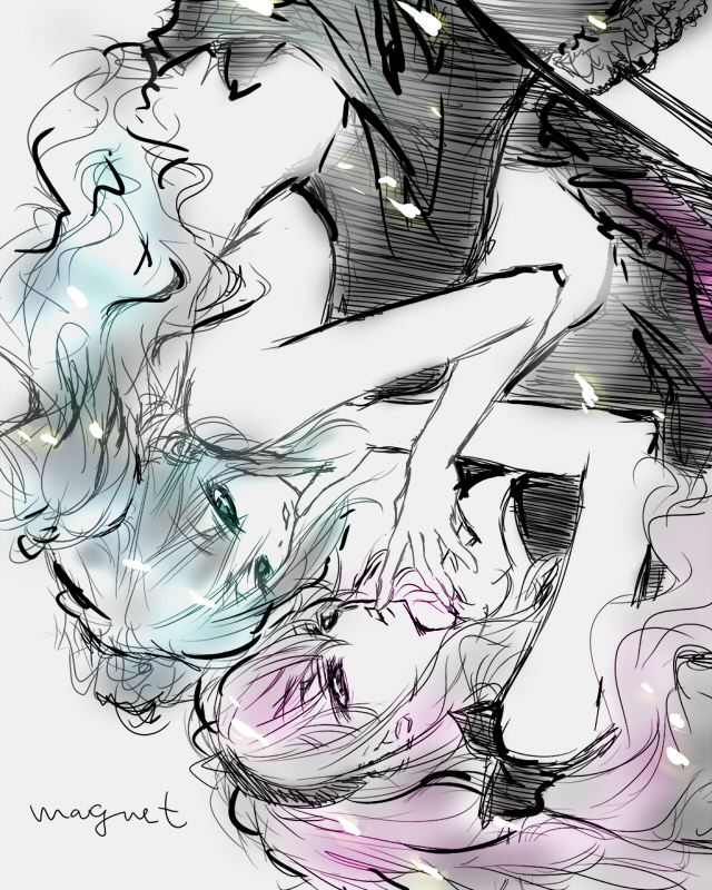hatsune miku and megurine luka (vocaloid and 1 more) drawn by touya_(roukaku)