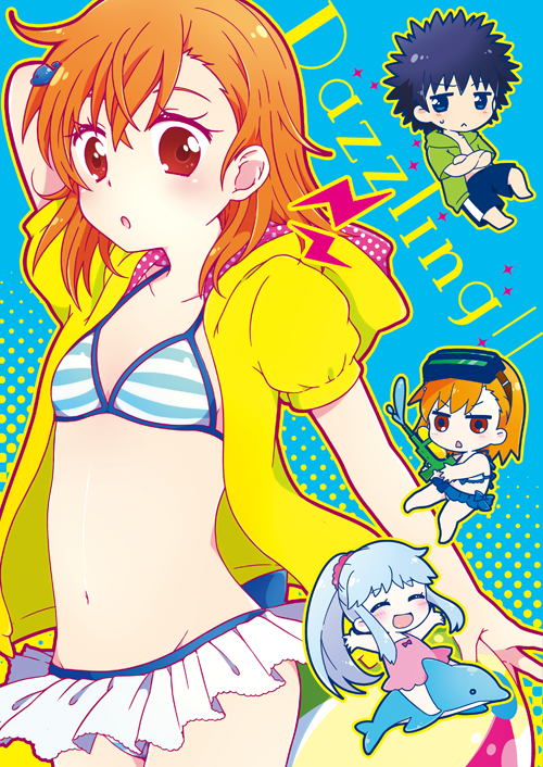 misaka mikoto, kamijou touma, index, and misaka imouto (toaru majutsu no index) drawn by nae_(rno)