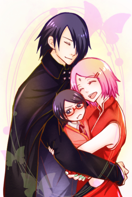 haruno sakura, uchiha sasuke, and uchiha sarada (naruto) drawn by eepo_(yu-yu-yu0921)