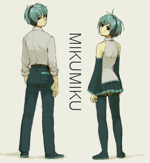 hatsune miku and hatsune mikuo (vocaloid) drawn by kawai_makoto
