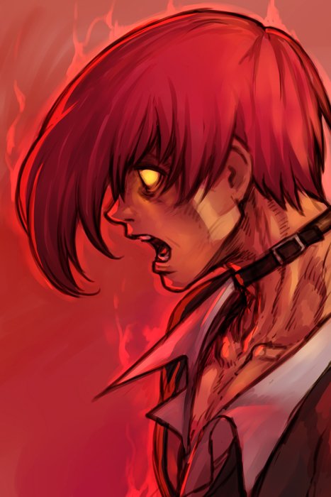 yagami iori and orochi iori (the king of fighters) drawn by hungry_clicker