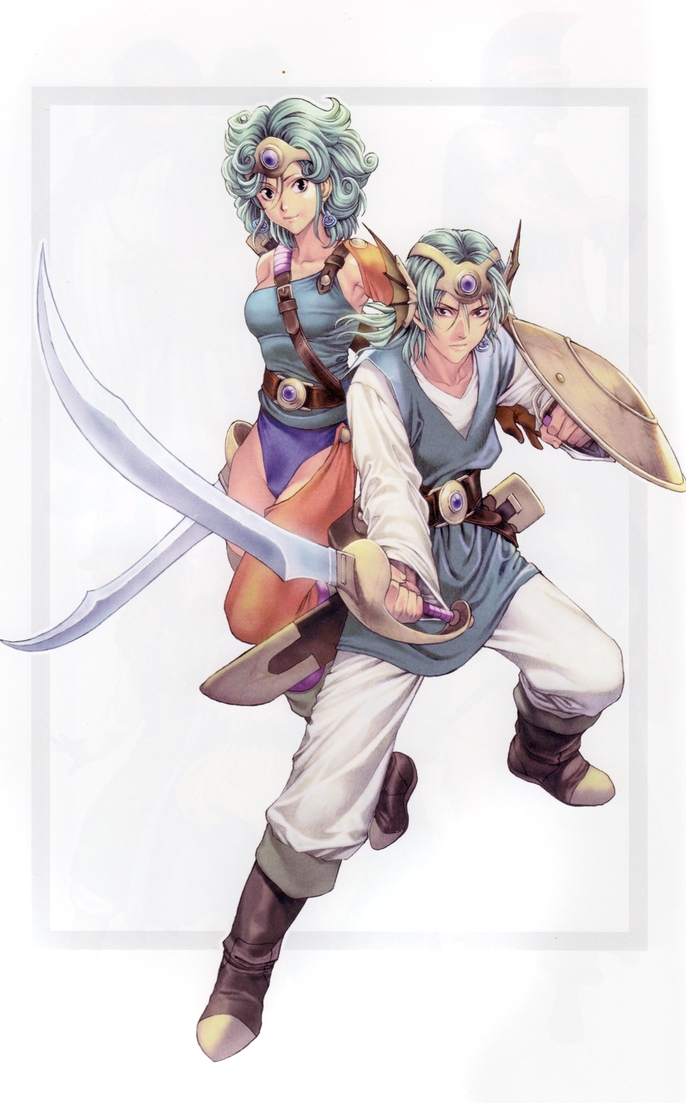 hero and heroine (dragon quest and 1 more) drawn by homare_(fool's_art)